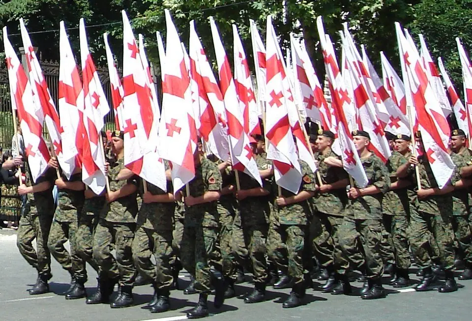 Georgian flags on Rustaveli Avenue, Tbilisi