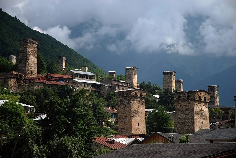 Svan towers in Mestia, Svaneti