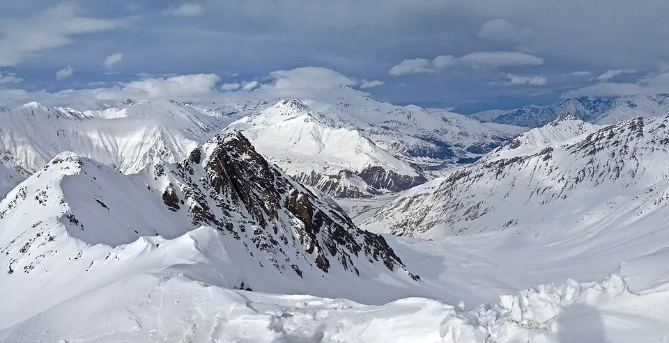 Snowy peaks above Gudauri ski resort