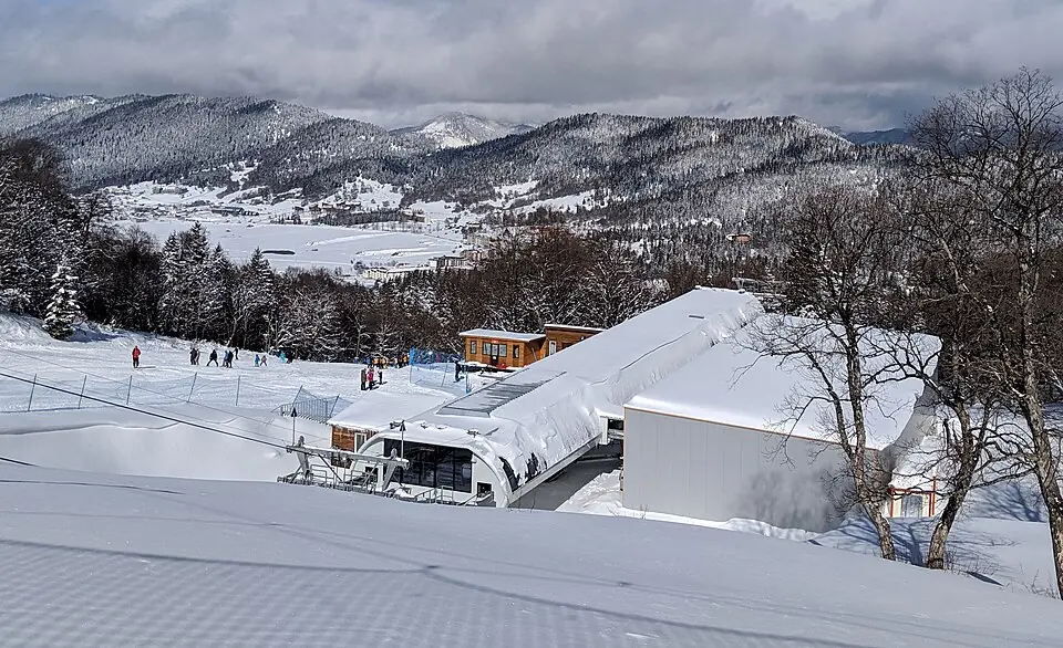 Kokhta chairlift station above Bakuriani in winter