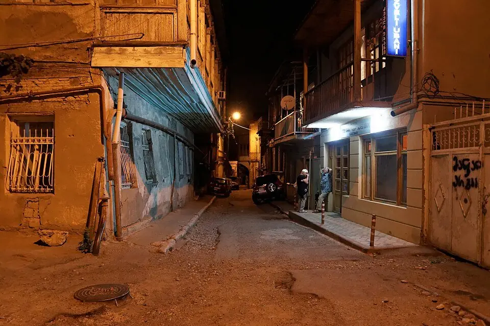 Old Tbilisi street at night