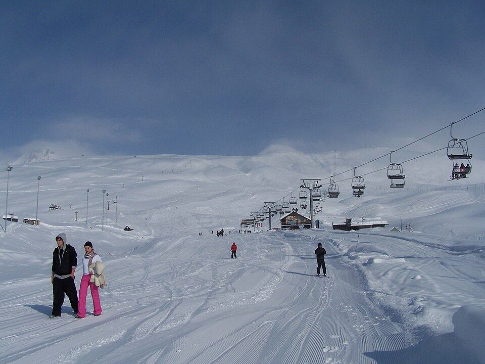 Skiers on the slopes at Gudauri