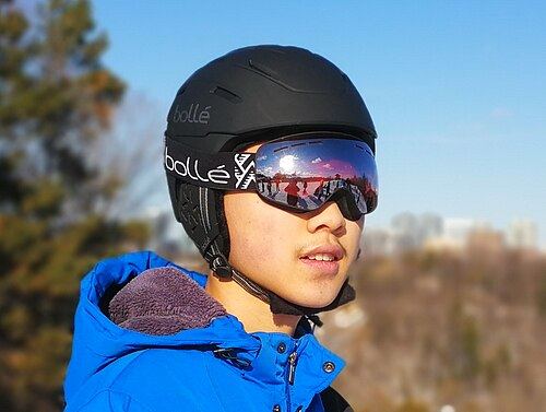 Ski helmet and goggles